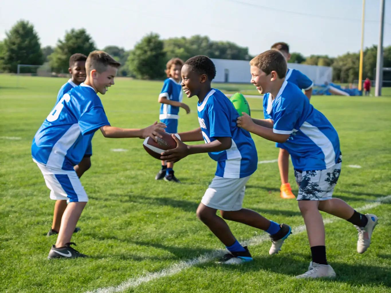 An image of young players participating in a training session with coaches providing guidance on the field, showcasing the Football Development Programs.